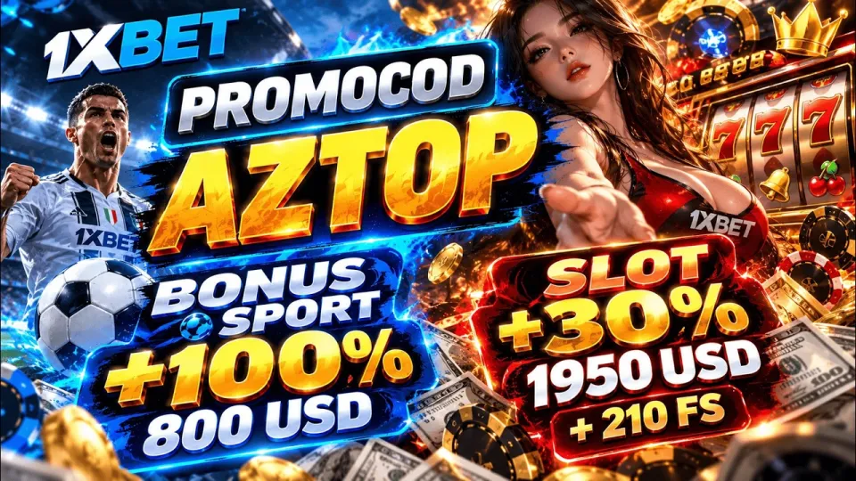 1xbet promo kod olish yoʻli bilan depozitga 100% gacha bonus va 210 fri spin olish mumkin